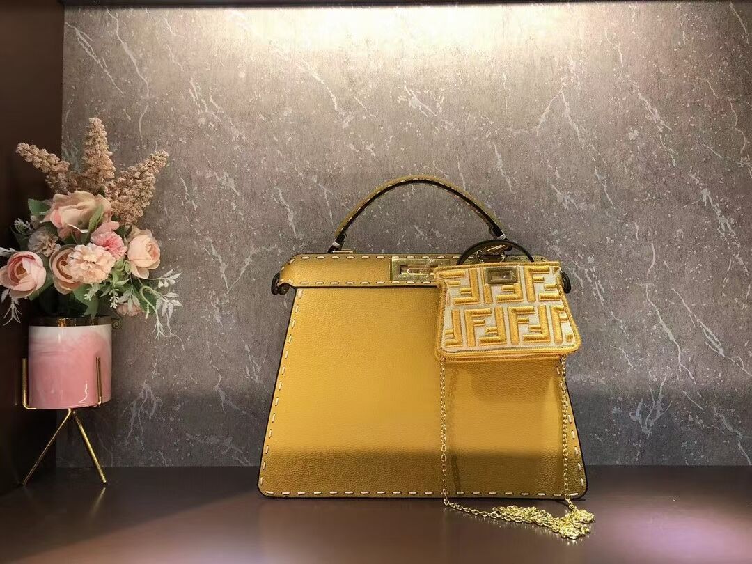 Fendi Peekaboo ISeeU MEDIUM leather bag F8637 yellow