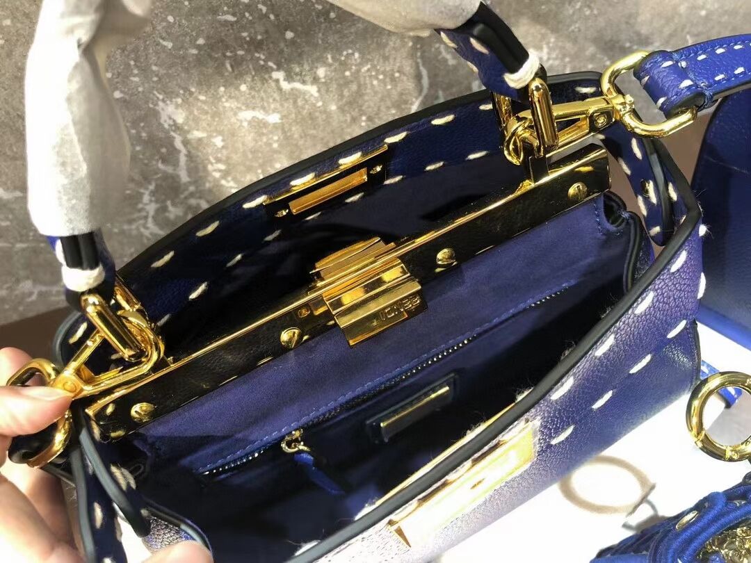 Fendi Peekaboo ISeeU Small leather bag F8636 blue