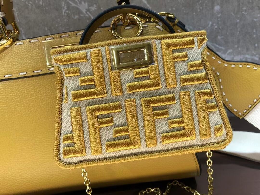 Fendi Peekaboo ISeeU Small leather bag F8636 yellow