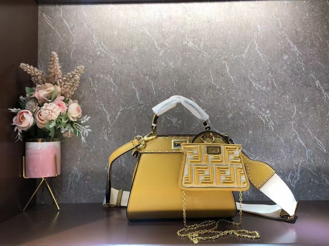 Fendi Peekaboo ISeeU Small leather bag F8636 yellow