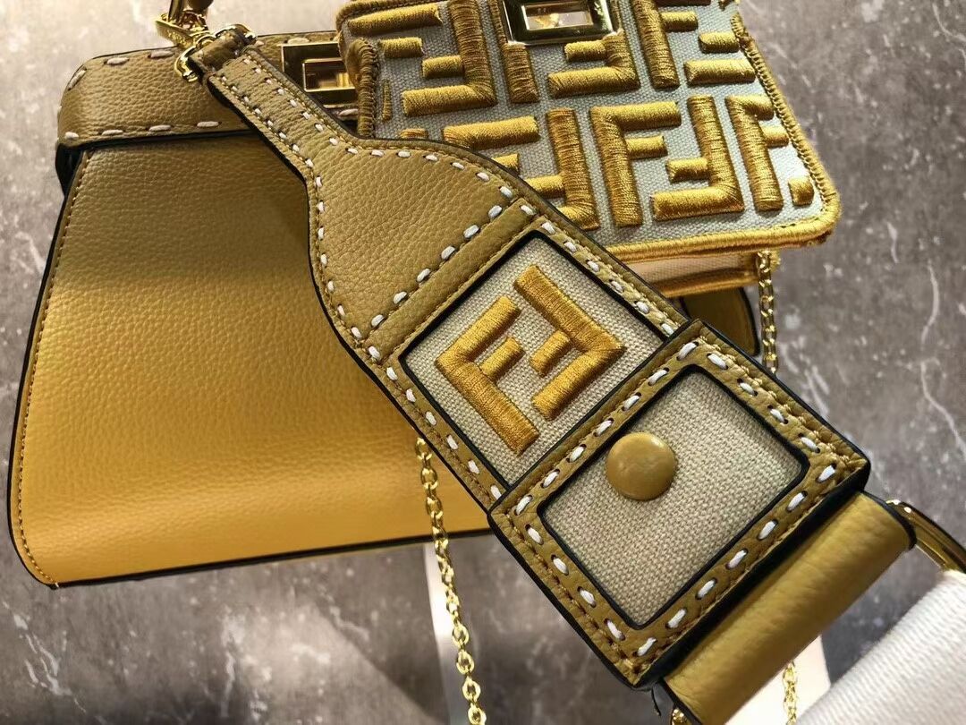 Fendi Peekaboo ISeeU Small leather bag F8636 yellow