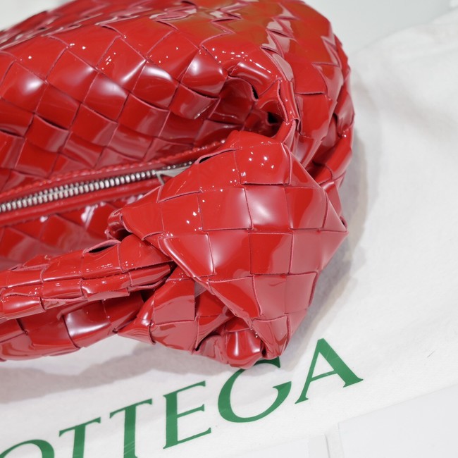 Bottega Veneta Mini intrecciato patent leather top handle bag JODIE 651876V red