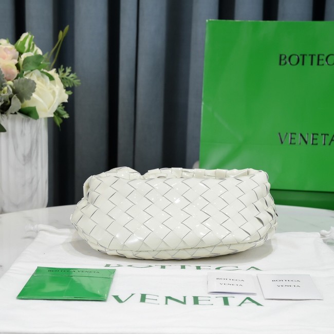 Bottega Veneta Mini intrecciato patent leather top handle bag JODIE 651876V WHITE