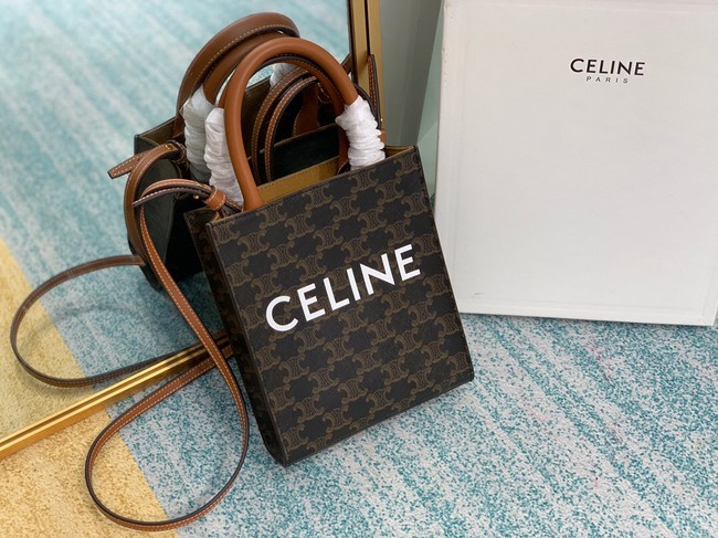 Celine MINI CABAS VERTICAL IN TRIOMPHE CANVAS 194372 black