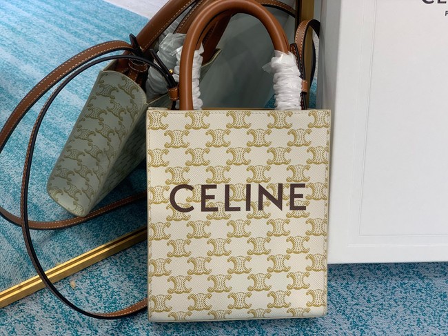 Celine MINI CABAS VERTICAL IN TRIOMPHE CANVAS 194372 white