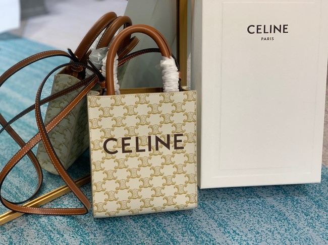 Celine MINI CABAS VERTICAL IN TRIOMPHE CANVAS 194372 white