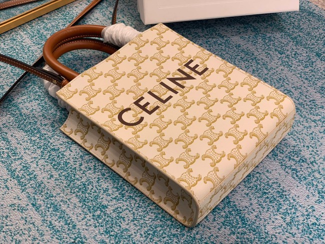 Celine MINI CABAS VERTICAL IN TRIOMPHE CANVAS 194372 white