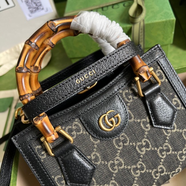 Gucci GG denim jacquard Diana mini tote bag 655661 Black