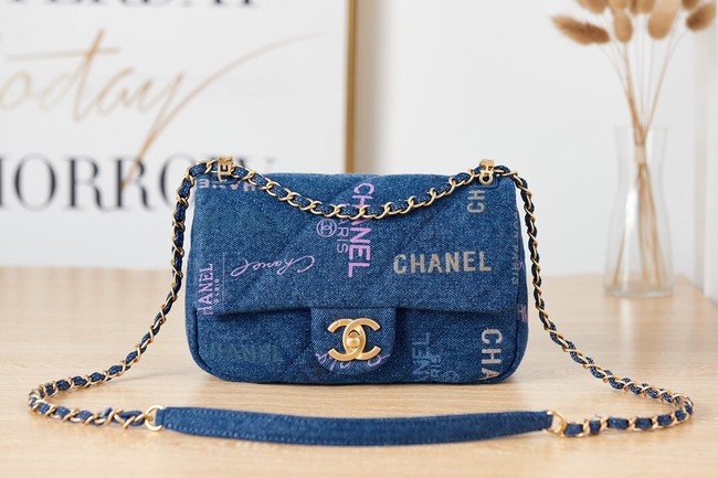 Chanel Flap denim Shoulder Bag AS3134 blue