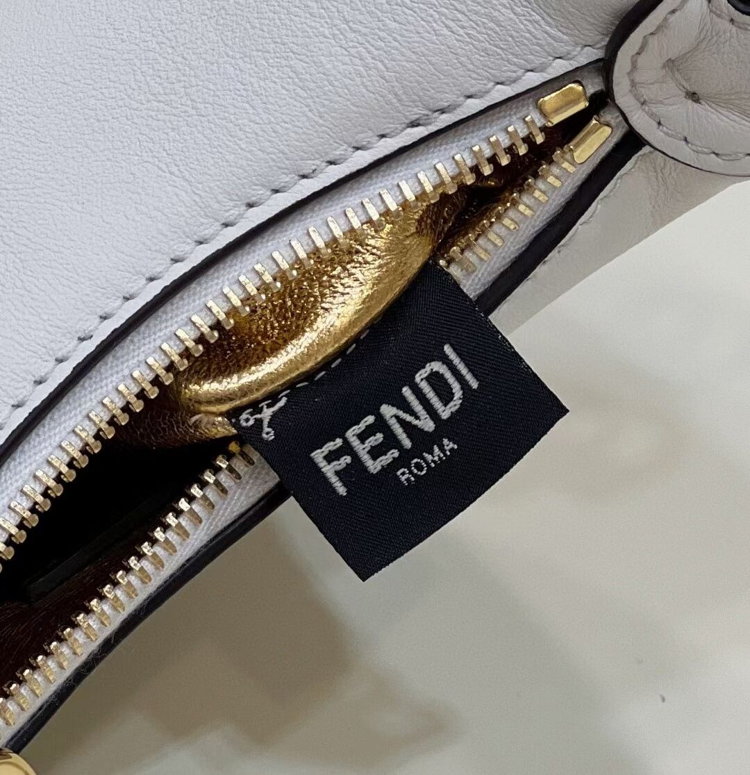 Fendi Nano Fendigraphy White leather charm 7AS089A