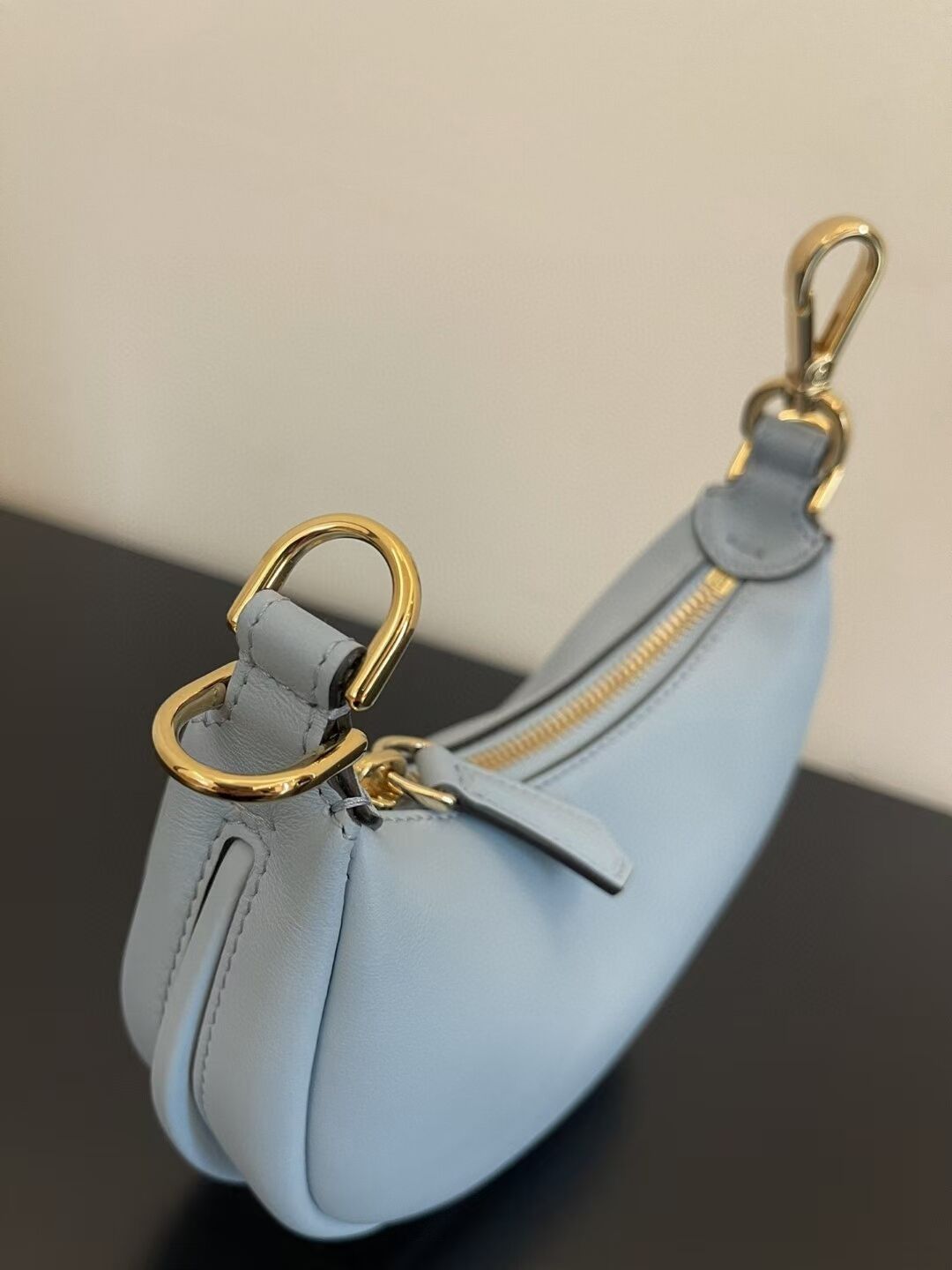 Fendi Nano Fendigraphy light blue leather charm 7AS089A