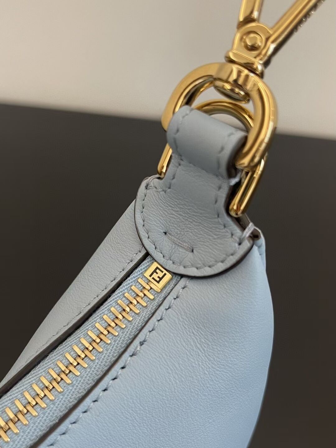 Fendi Nano Fendigraphy light blue leather charm 7AS089A