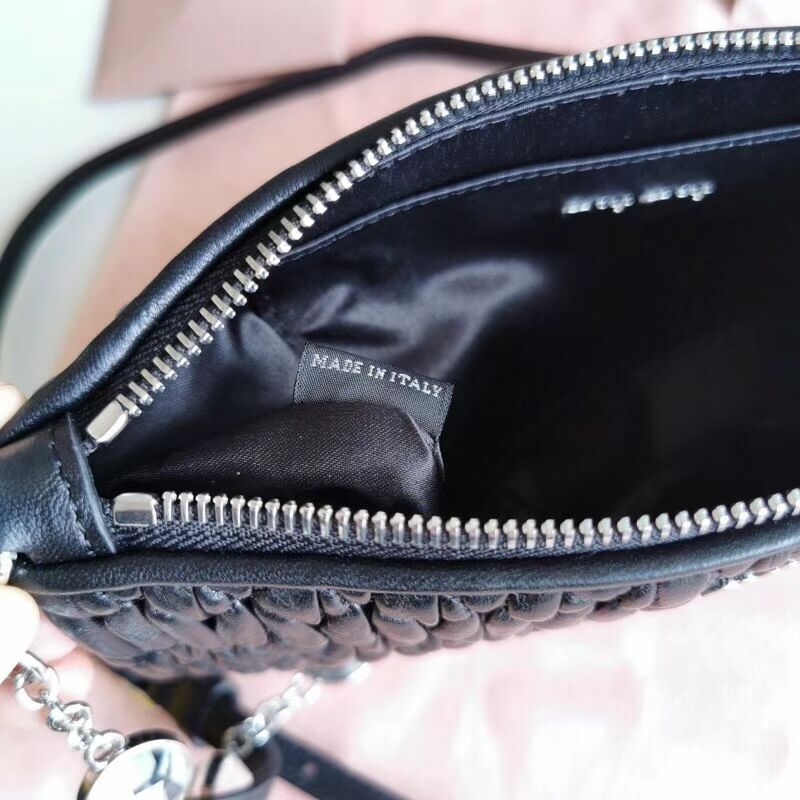 miu miu Matelasse Nappa Leather Shoulder Bag 6BH225 black