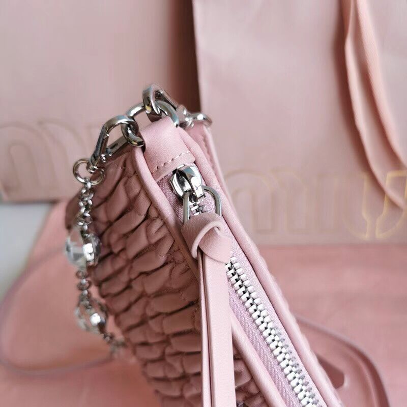 miu miu Matelasse Nappa Leather Shoulder Bag 6BH225 pink