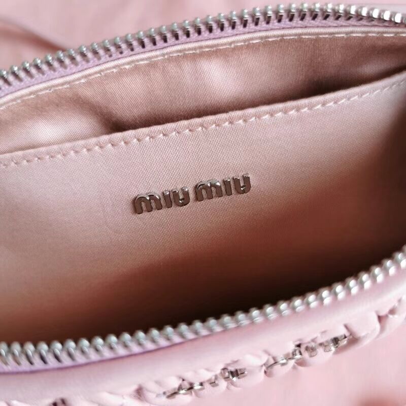 miu miu Matelasse Nappa Leather Shoulder Bag 6BH225 pink