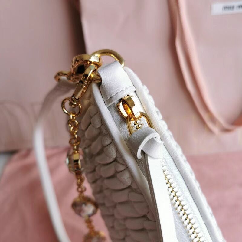 miu miu Matelasse Nappa Leather Shoulder Bag 6BH225 white