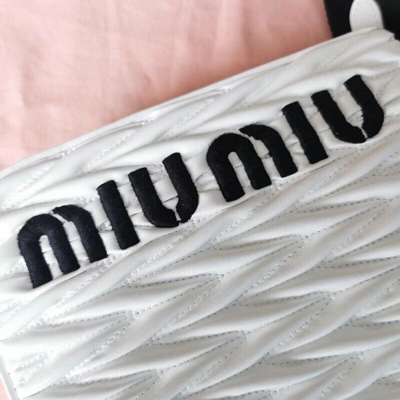 miu miu Matelasse Nappa Leather mini Shoulder Bag 6AH228 white