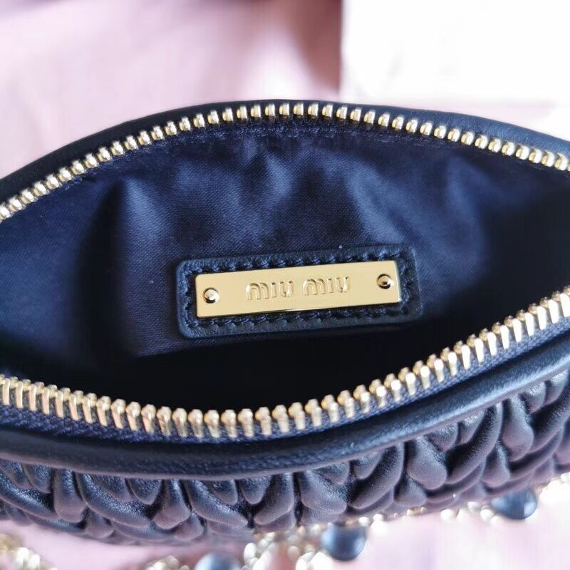 miu miu Matelasse Nappa Leather mini Shoulder Bag 6BE641 black