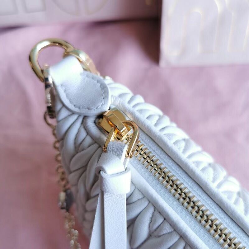 miu miu Matelasse Nappa Leather mini Shoulder Bag 6BE641 white