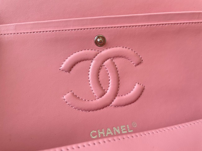 Chanel classic handbag Lambskin&silver Metal 01112 Cherry Blossom powder