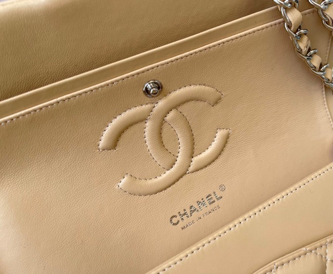 Chanel classic handbag Lambskin&silver Metal 01112 apricot