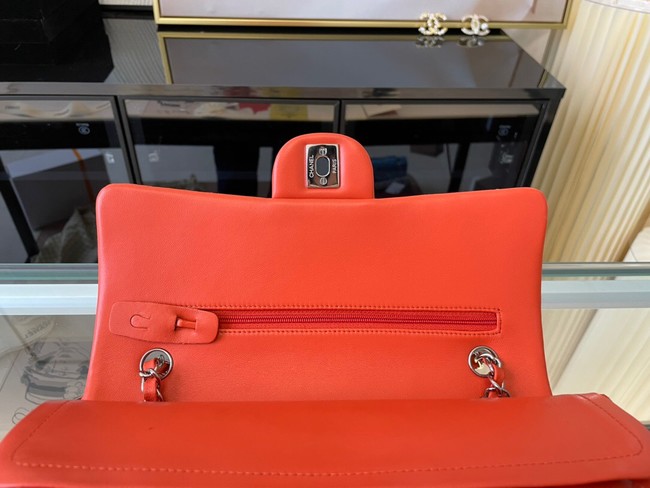 Chanel classic handbag Lambskin&silver Metal 01112 orange