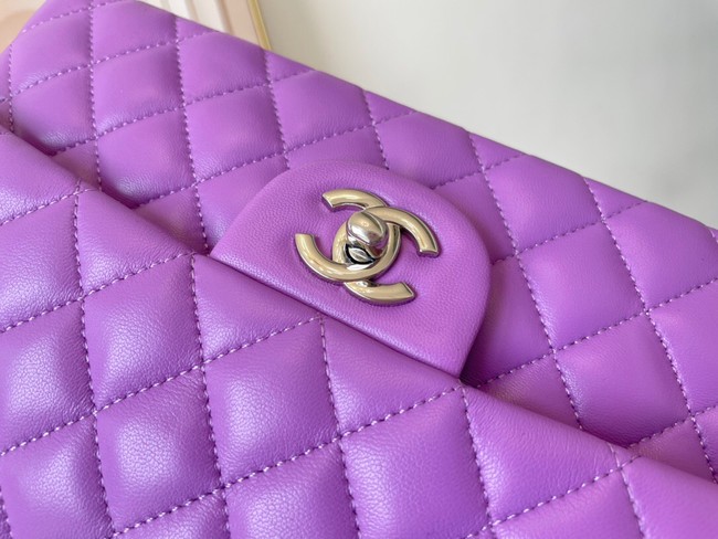 Chanel classic handbag Lambskin&silver Metal 01112 purple