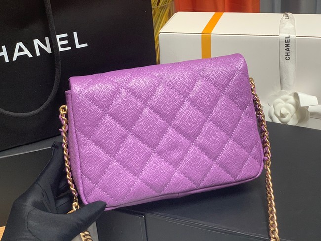 Chanel Grained Calfskin Shoulder Bag AS3103 purple