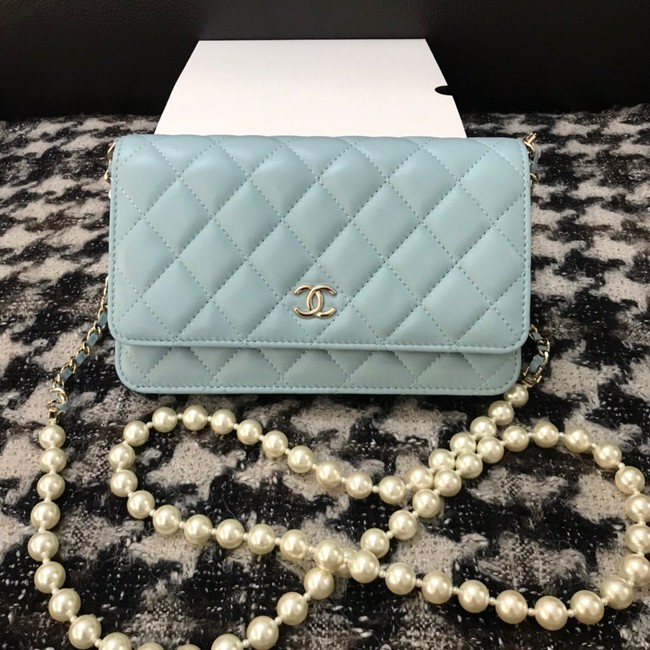 Chanel Lambskin Flap Shoulder Bag CC33814 light blue