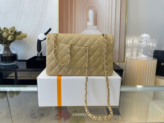 Chanel classic handbag Grained Calfskin&gold Metal 01112 apricot