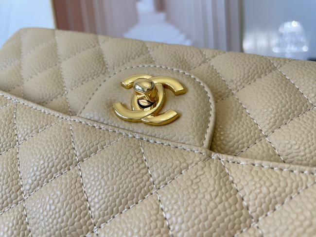 Chanel classic handbag Grained Calfskin&gold Metal 01112 apricot