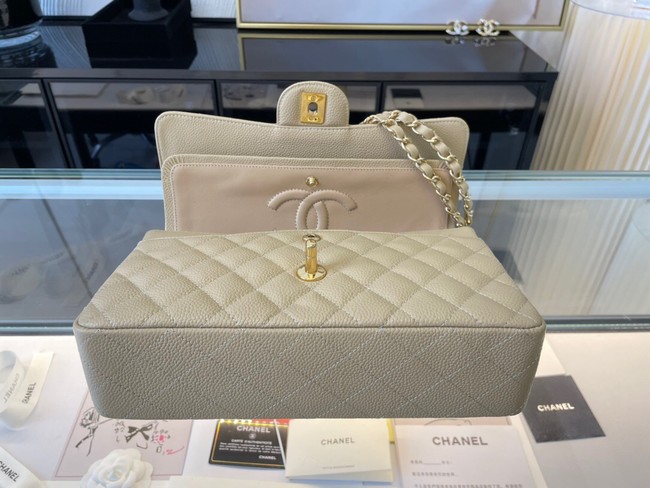 Chanel classic handbag Grained Calfskin&gold Metal 01112 apricot