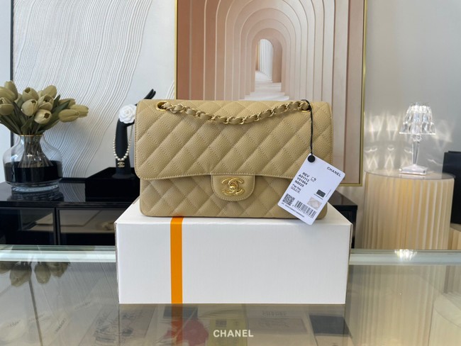 Chanel classic handbag Grained Calfskin&gold Metal 01112 apricot