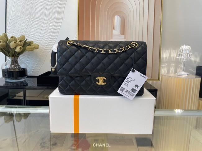 Chanel classic handbag Grained Calfskin&gold Metal 01112 black