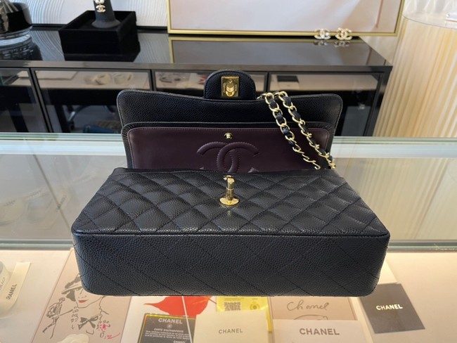 Chanel classic handbag Grained Calfskin&gold Metal 01112 black