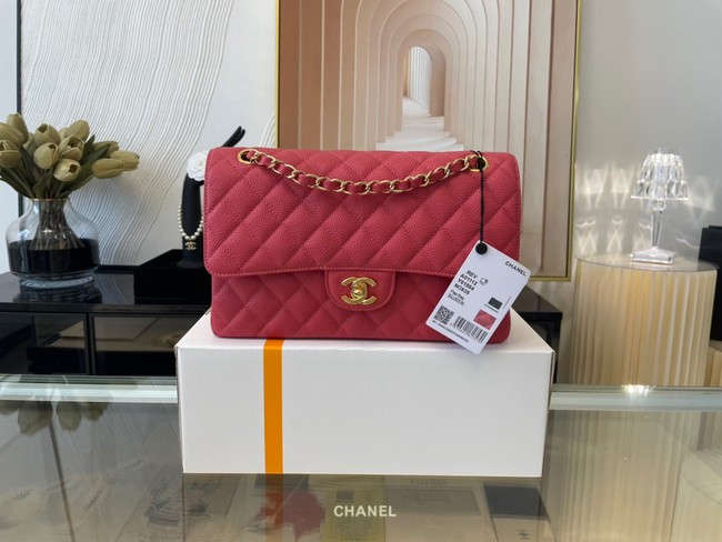 Chanel classic handbag Grained Calfskin&gold Metal 01112 red