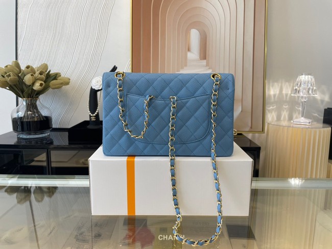 Chanel classic handbag Grained Calfskin&gold Metal 01112 sky blue