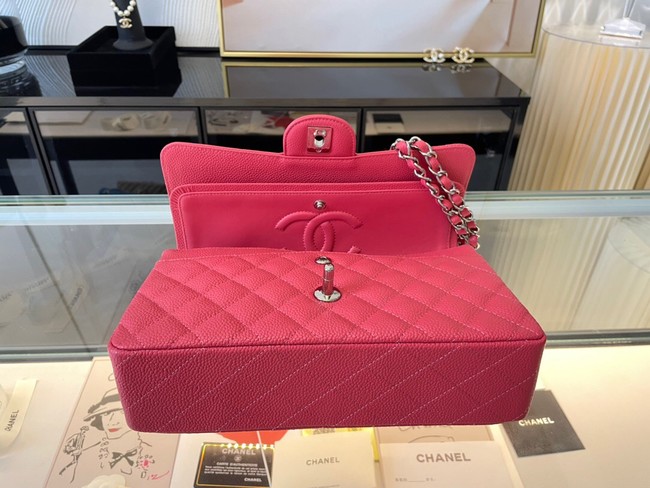 Chanel classic handbag Grained Calfskin&silver Metal 01112 red