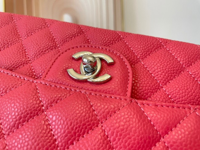 Chanel classic handbag Grained Calfskin&silver Metal 01112 red