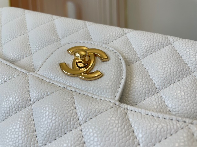 Chanel classic handbag Lambskin&gold Metal 01112 white