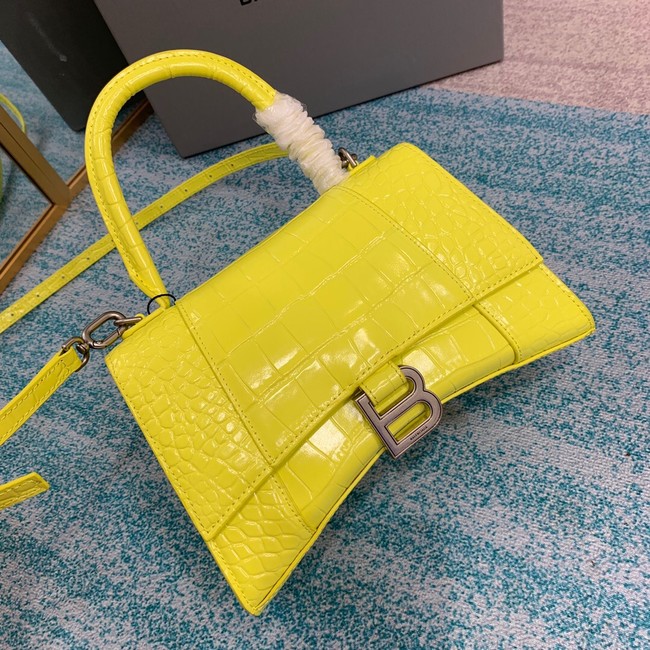 Balenciaga HOURGLASS SMALL TOP HANDLE BAG crocodile embossed calfskin B108895C yellow 