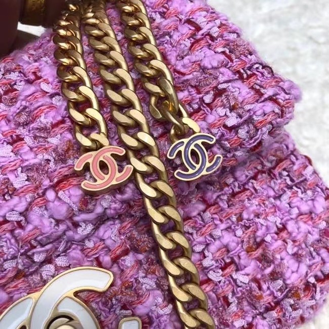 CHANEL Tweed Braided Calfskin & Gold-Tone Metal AS3113 plum