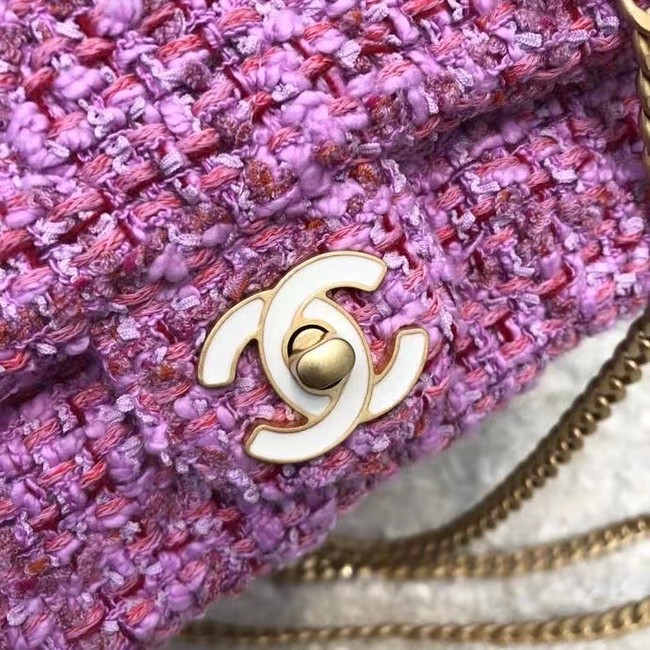 CHANEL Tweed Braided Calfskin & Gold-Tone Metal AS3114 plum