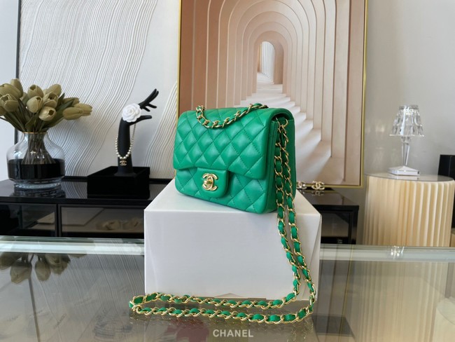 Chanel MINI Flap Bag Original Sheepskin Leather 1115 green