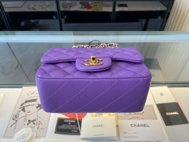 Chanel MINI Flap Bag Original Sheepskin Leather 1115 purple