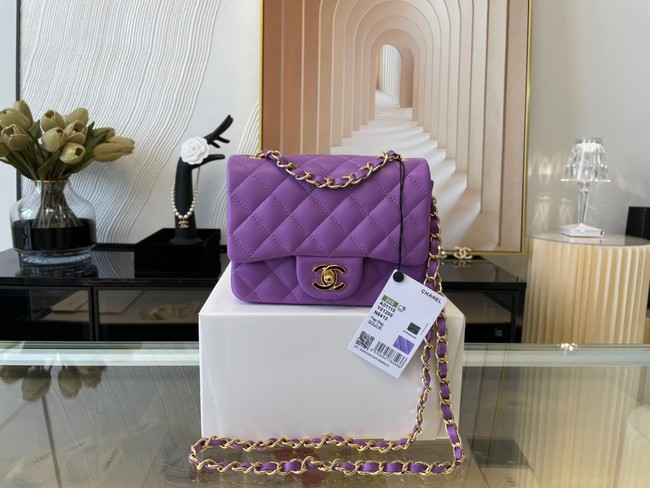 Chanel MINI Flap Bag Original Sheepskin Leather 1115 purple