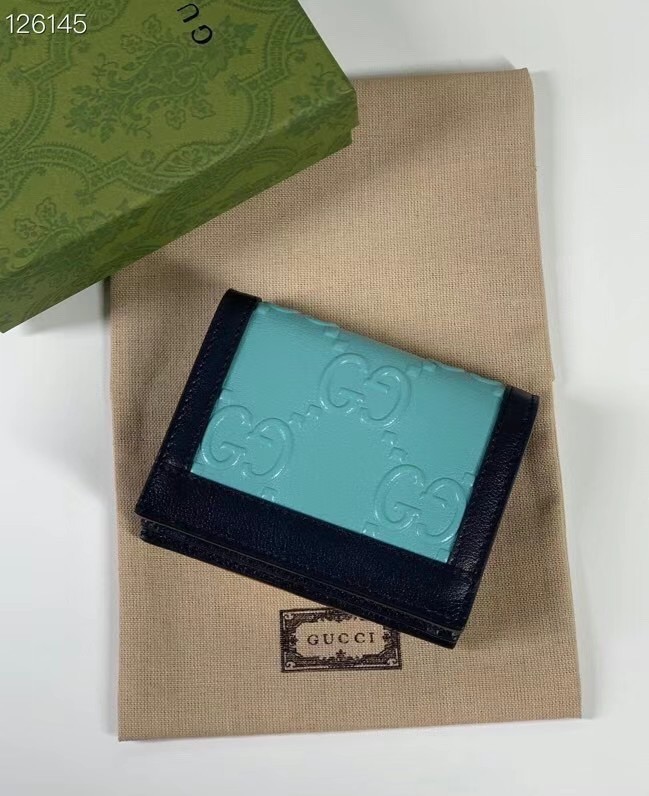 Gucci GG card case wallet 676150 light blue