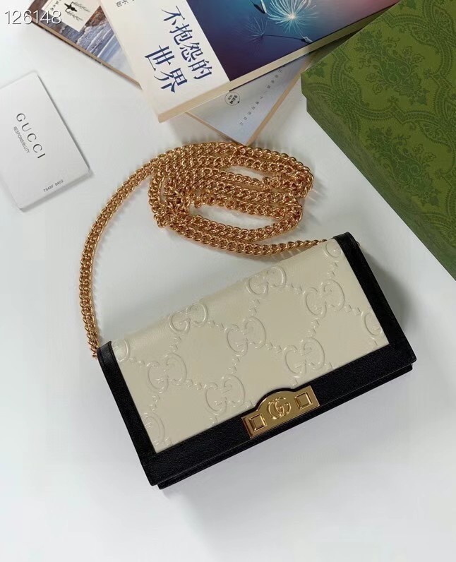 Gucci GG wallet with chain 676155 white