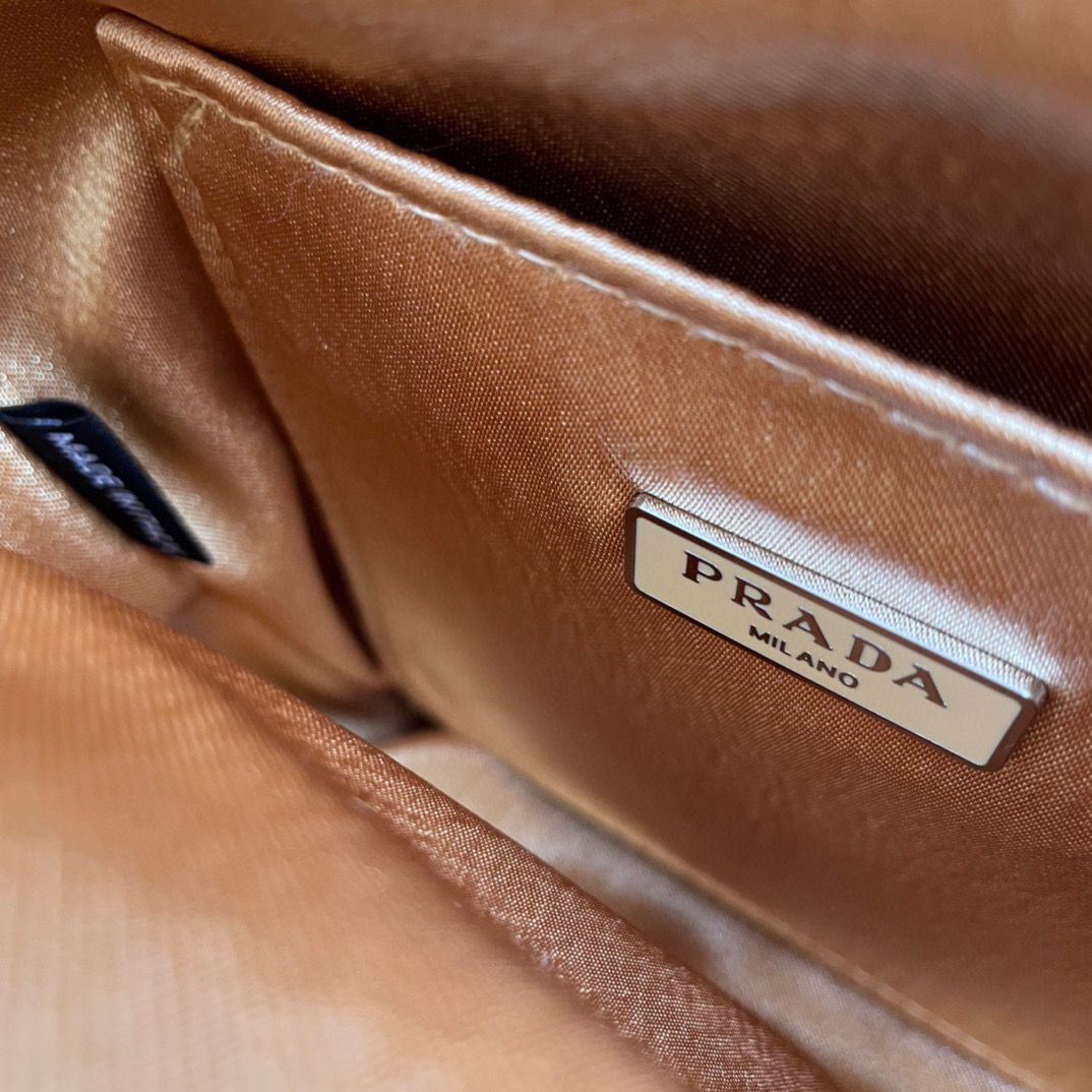 Prada leather small-bag with artificial crystals tote 1BC331 Gold