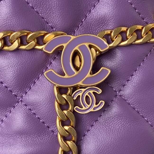 Chanel Drawstring Bag & Gold Metal AS3116 purple